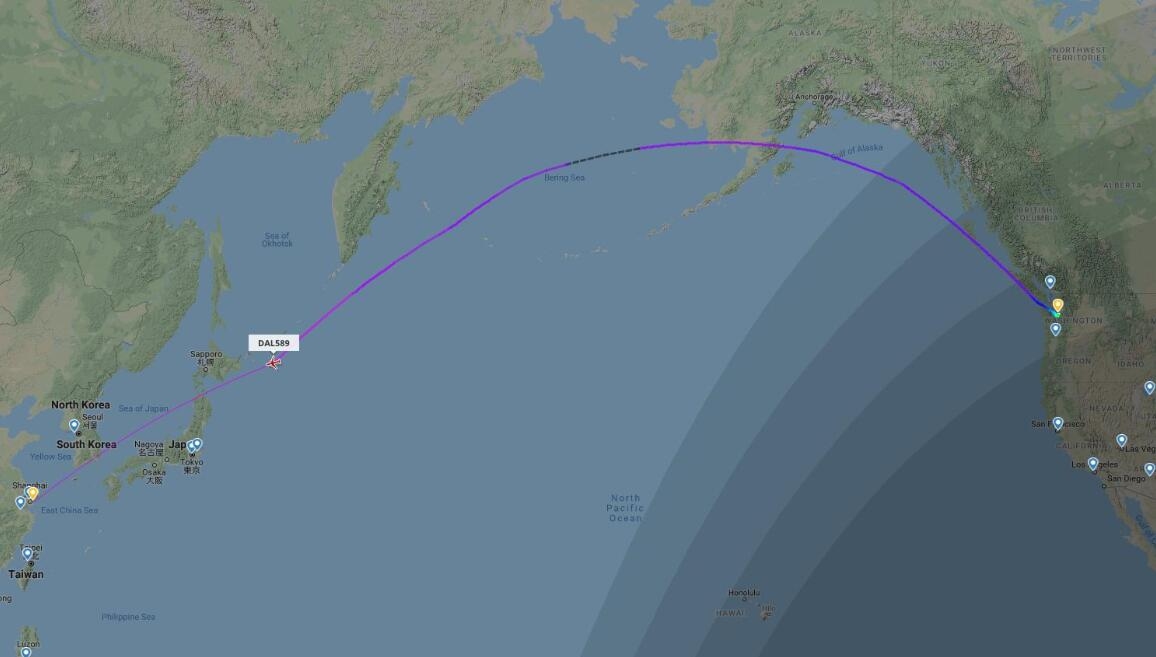 達(dá)美航空DL589航班軌跡圖