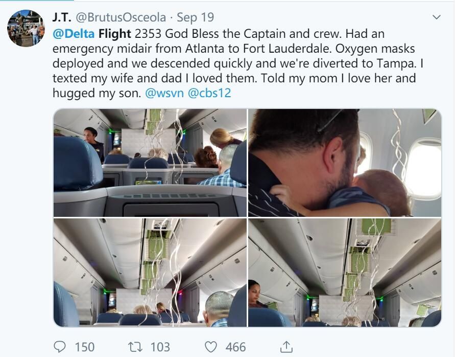 達(dá)美航空客機(jī)8分鐘內(nèi)驟降3萬(wàn)英尺 安全備降坦帕-伊朗的空運(yùn)