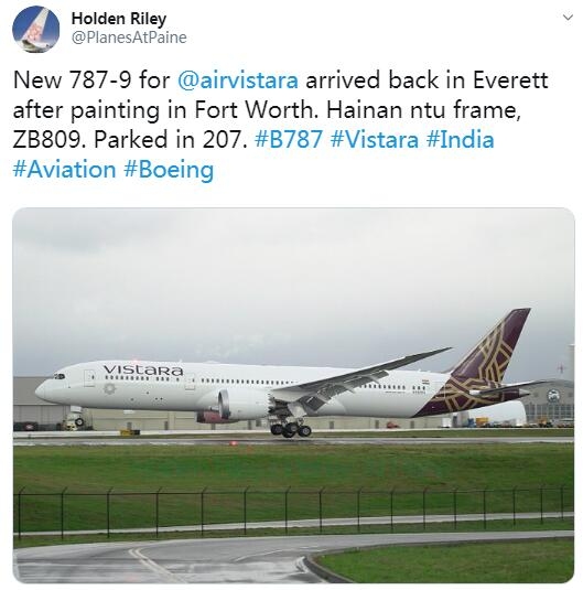 海航取消4架波音787-9訂單 Vistara航空接手