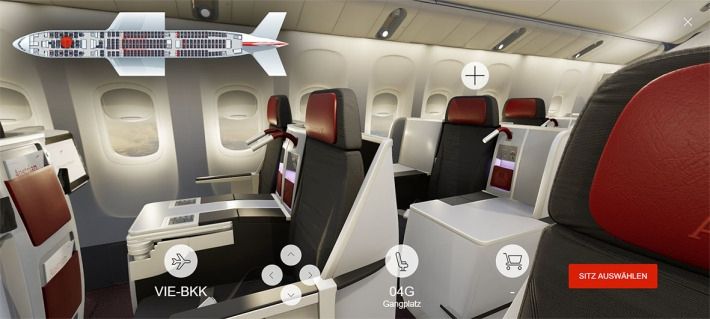 奧地利航空推出3D互動式座位預訂功能