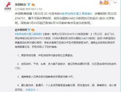 阿聯(lián)酋的國(guó)際快遞-深航：1月22日Z(yǔ)H4751屬于代碼共享航班