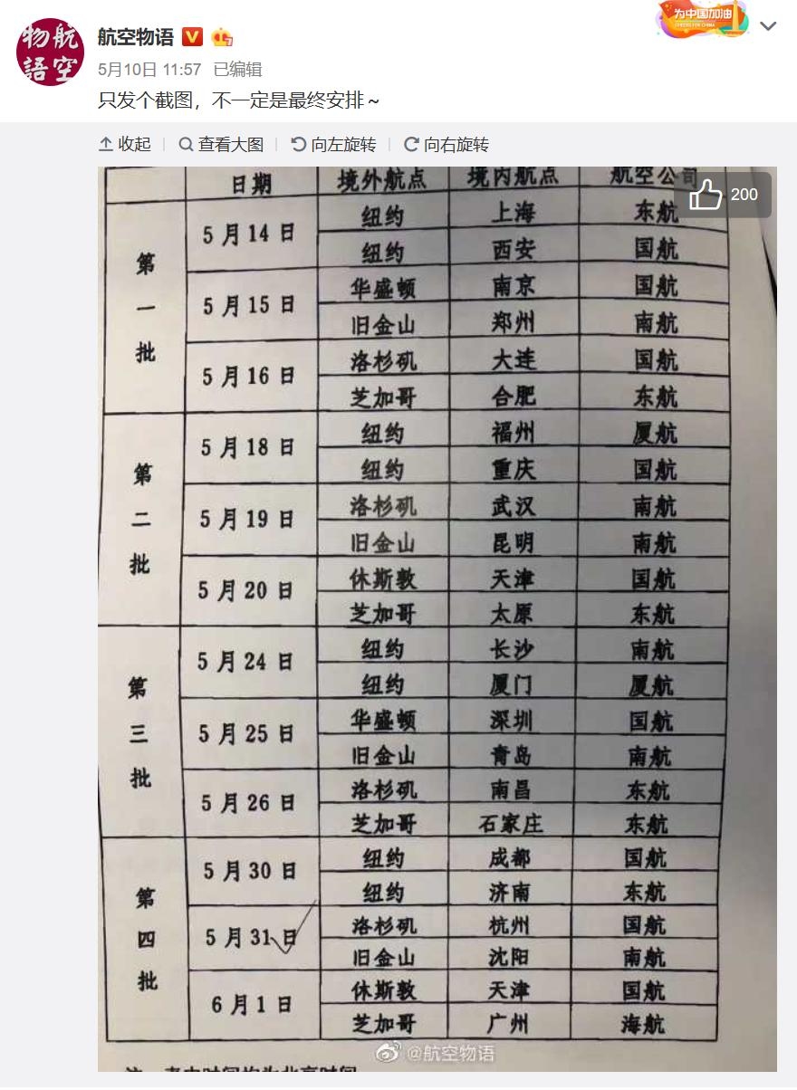 圖源：微博@航空物語