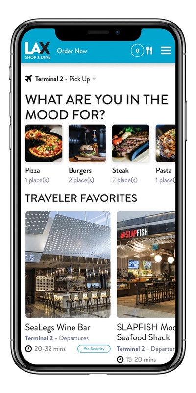 洛杉磯機場與Grab公司合作，通過手機app為旅客提供無接觸式餐食預(yù)定及遞送服務(wù)。